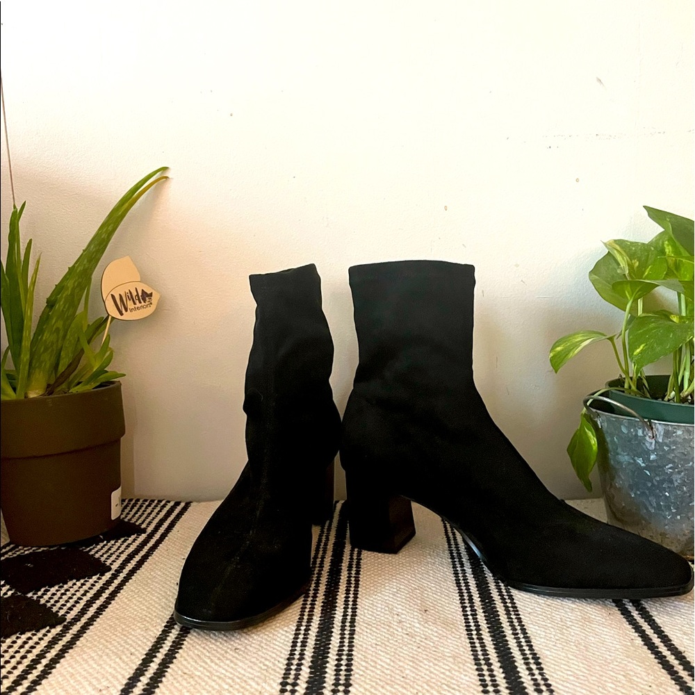 Suede, Square Heeled Booties
